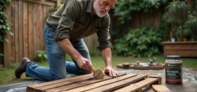 Traitement du bois des palettes extérieures : solutions efficaces contre la pluie et l’humidité Traitement du bois des palettes extérieures : solutions efficaces contre la pluie et l’humidité